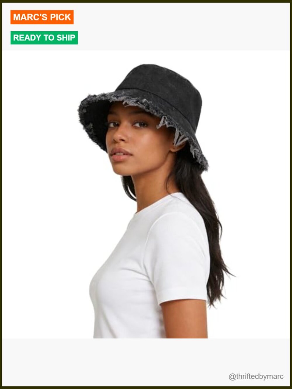 Frayed Denim Bucket Hat Distressed Fisherman Cap Wide Brim Boonie Sun Hat - Picture 3 of 7